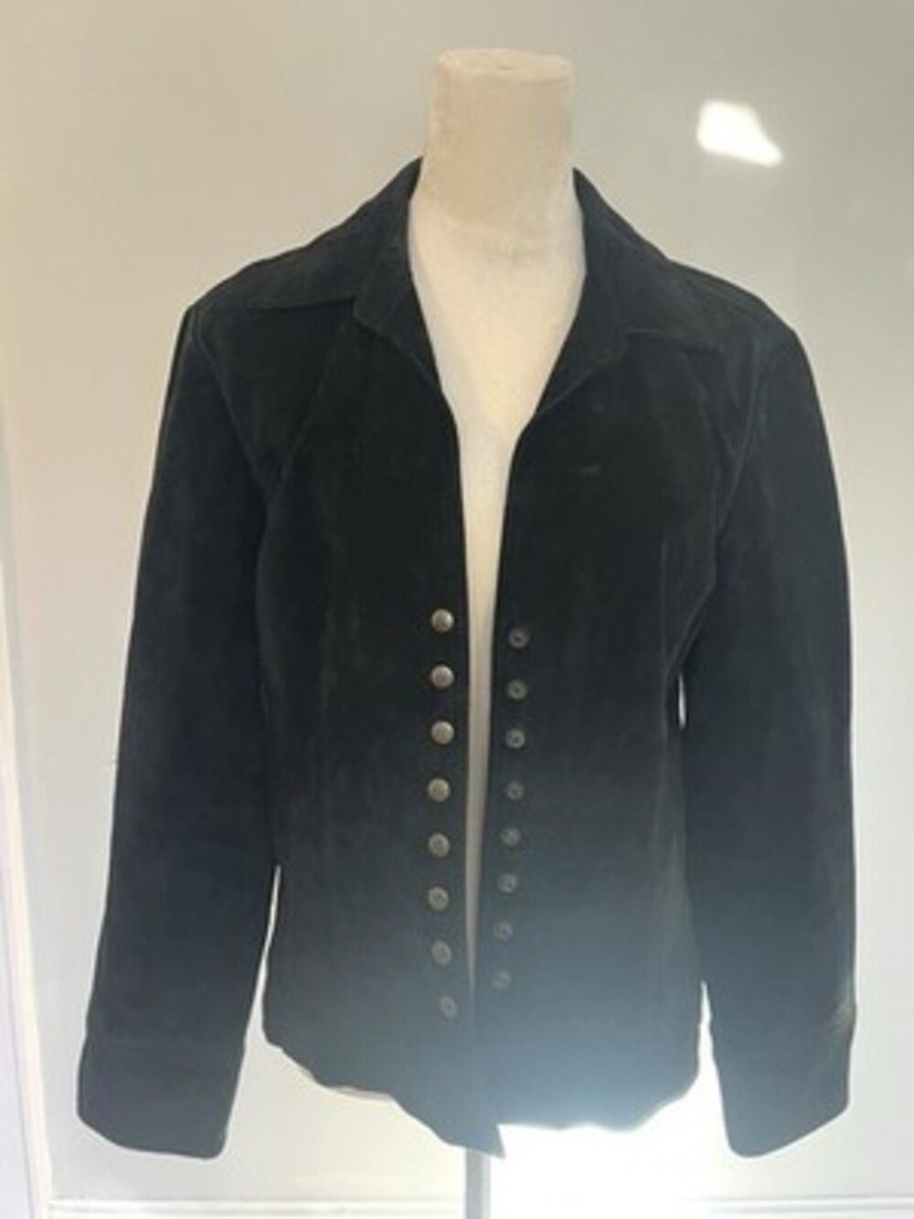 Vintage Black womens Y2K Suede live a little Jacket. Size M.  Grunge Western